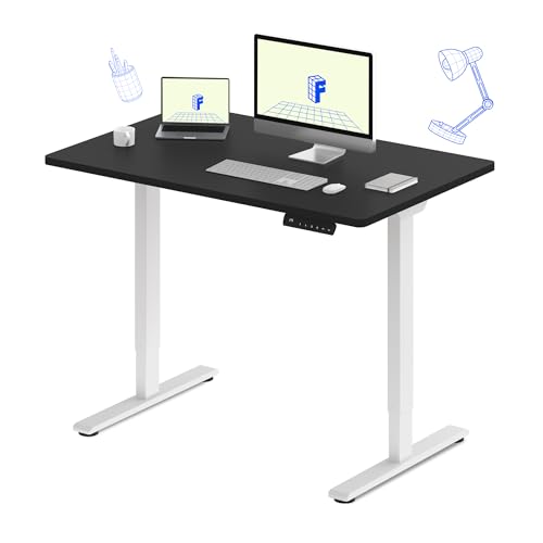 FLEXISPOT E3 Dual Motor Electric Standing Desk 48 x 24 Sit Stand Up Desk, Holds 220 lbs, Adjustable Height w/Memory Presets, One-Piece Black Desktop & White Frame, Ships in 2 Boxes - color: White Frame + Black Top, size: 48"x24" Whole-piece