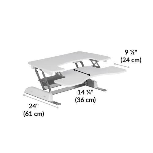 Vari Varidesk Pro Plus 36 Standing Desk Converter – 11 Height Settings + Spring Lift, 2 Tier Design, Keyboard Tray, Fits Desktops 36” Wide x 26.5" Deep – Delivers Fully Assembled (White) - color: White