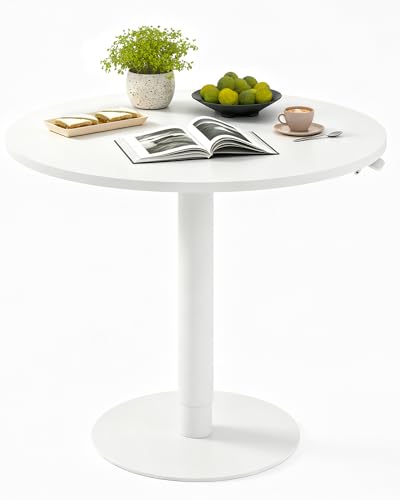 FLEXISPOT 28" Adjustable Height Round Dining Bar Table, Gas Spring Lift - color: White, size: 28‘’