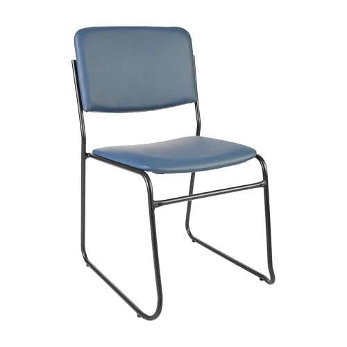 Flash Furniture Hercules Vinyl Stackable Chair with Sled Base, Navy | Vinyl Upholstery, 500 LBS. Weight Capacity - color: Navy Vinyl/Black Frame, size: Set of 1