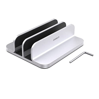JOKItech Double Aluminum Laptop Vertical Stand Organizer, Sturdy Notebook Computer Holder Stand Compatible with New Liquid Retina XDR Apple MacBook Air/Pro/Neo, Mac mini, Apple TV & iPad Pro - Silver - color: Silver
