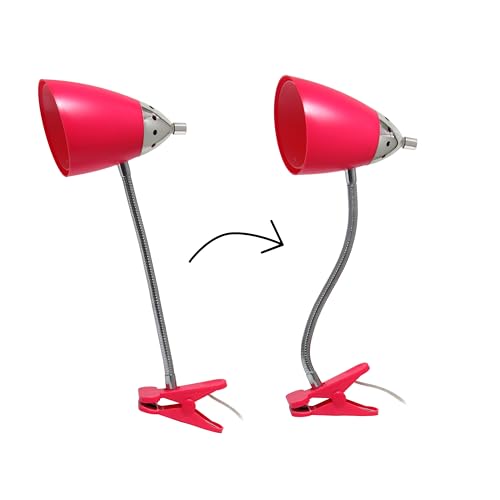 Simple Designs LD2001-PNK-LB 17.5" Flossy Flexible Gooseneck Clip Light Desk Lamp with LED Bulb, Pink - color: Pink