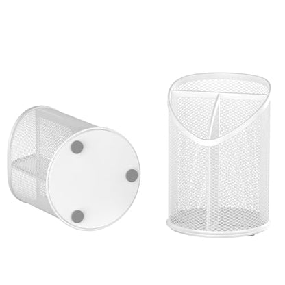 Delifox 2 Pack Pen Holder Mesh Round Pencil (White) - color: White