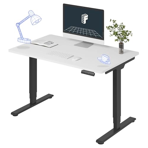 FLEXISPOT E6 3-Stage Dual Motor Electric Standing Desk 48 x 30 Sit Stand Up Desk, Holds 220 lbs, Adjustable Height w/Memory Presets, One-Piece White Desktop & Black Frame, Ships in 2 Boxes - color: Black Frame + White Top, size: 48"x30" Whole-Piece