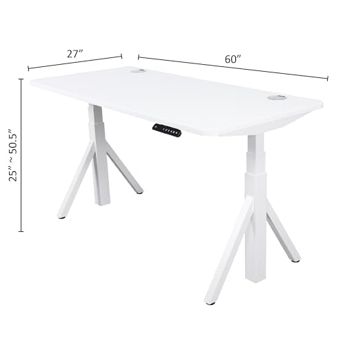 ApexDesk Quattro Series 60" Electric Adjustable Standing Computer Desk for Home and Office Width and Height Adjustable, Rectangular White - color: White Rectangular, size: 60" Rectangular