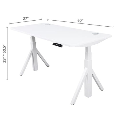 ApexDesk Quattro Series 60" Electric Adjustable Standing Computer Desk for Home and Office Width and Height Adjustable, Rectangular White - color: White Rectangular, size: 60" Rectangular