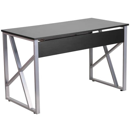 Flash Furniture Computer Desk with Pull-Out Keyboard Tray, Black | Cross-Brace Frame