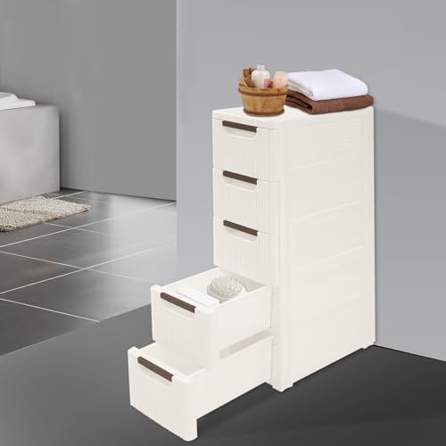 5 Drawer Narrow Storage Cabinet, 5 Tiers Slim Bathroom Storage Cabinet, 16.5" L X 7.5" W X 35.8" H Slim Rolling Cart for Living Room, Kitchen, Bathroom, Office - size: 5 Tiers