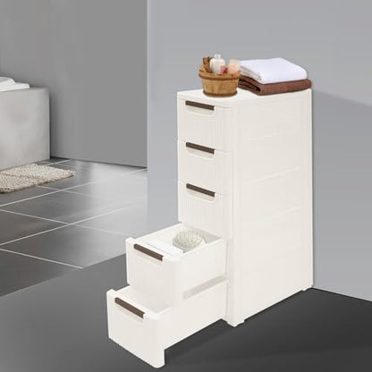 5 Drawer Narrow Storage Cabinet, 5 Tiers Slim Bathroom Storage Cabinet, 16.5" L X 7.5" W X 35.8" H Slim Rolling Cart for Living Room, Kitchen, Bathroom, Office - size: 5 Tiers