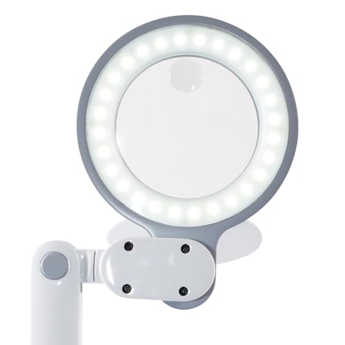 OttLite Space-Saving LED Magnifier Desk Lamp, Optical Grade, White