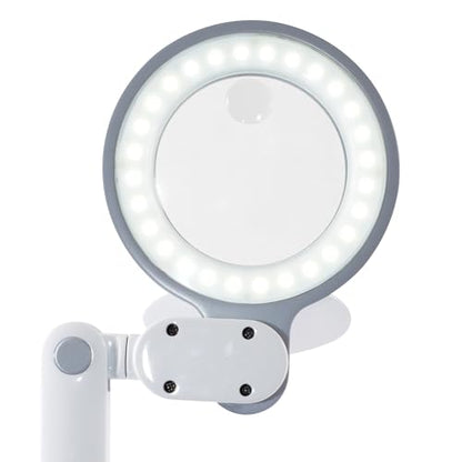 OttLite Space-Saving LED Magnifier Desk Lamp, Optical Grade, White