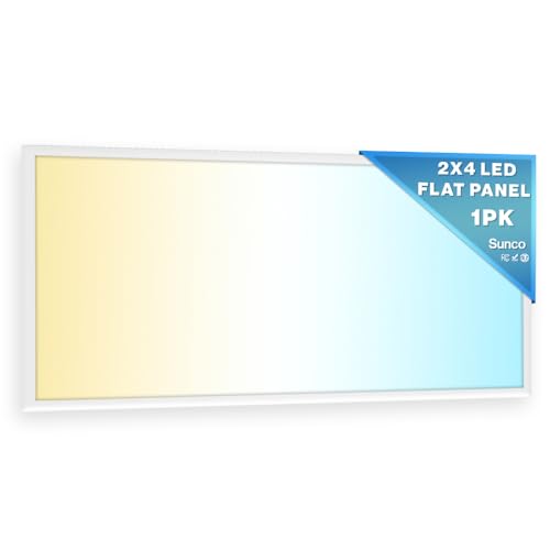 Sunco 2x4 LED Flat Panel Light, Dual Selectable, 30-50W, Dimmable, 3CCT | 6500LM, Selectable CCT 4000K/5000K/6000K, Selectable Wattage 30W/40W/50W, 0-10V, Office Lighting, Warehouse, Drop Ceiling - size: 2x4 (1 Pack)