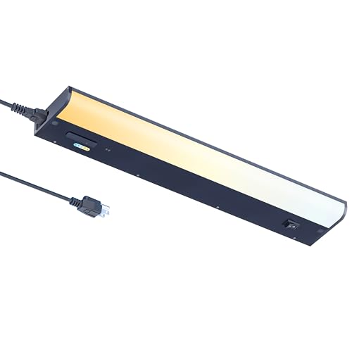 Hand Wave Motion Sensor Under Cabinet Lighting Plug in or Hardwired, 18 Inch Black 120V 5CCT Color Selectable Under Counter Lights, Dimmable Under Cabinet Lights for Kitchen (1, 18 INCH) - size: 18 INCH
