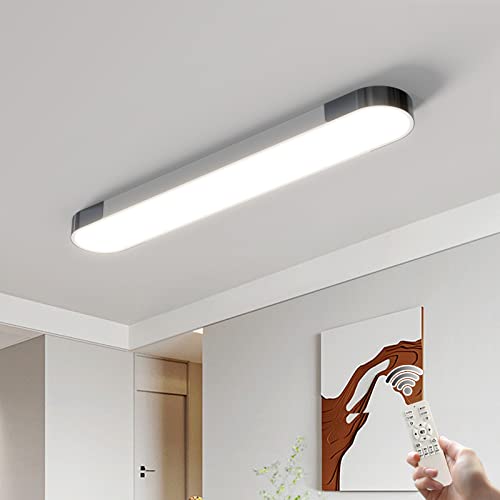 Qcyuui Dimmable LED Ceiling Light Modern Acrylic Linear LED Ceiling Lamp 39.4in Semi Flush Mount Wraparound Shape Lighting Fixture with Remote Control for Kitchen Dining Room (48W/3000-6500K) - color: Dimm/48W/39.4IN/3000-6500K, size: 39.4in