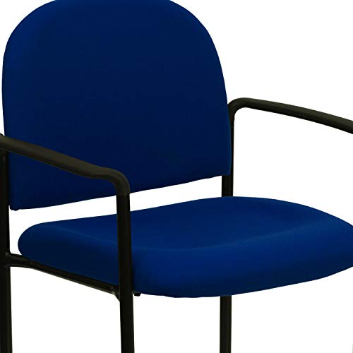 EMMA + OLIVER Navy Fabric Stackable Steel Side Reception Chair | Contoured Cushions, Powder Coated Frame, Durable Construction, Commercial Use - color: Navy Fabric