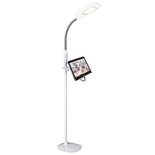 OttLite LED Floor Lamp with USB Port, White - color: White
