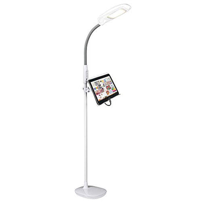 OttLite LED Floor Lamp with USB Port, White - color: White
