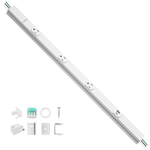 SURAIELEC 24 in Hardwired Under Cabinet Power Strip with USB-A & USB-C, 3 TR Outlets, Custom Length Plug Molding Under Cabinet, Seamless Outlet Strip for Kitchen Cabinets, Workshop, ETL Listed, White - color: White, size: 1 Pack