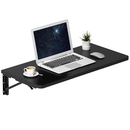 TEAMIX Wall Mounted Folding Desk for Small Spaces - Black, 29.9 x 15.7inch - color: Black, size: 29.9"W x 15.7"D