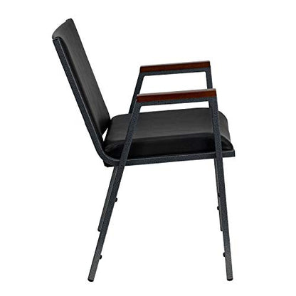 Flash Furniture 4 Pack HERCULES Series Heavy Duty Black Vinyl Stack Chair with Arms - color: Black Vinyl, size: Set of 4