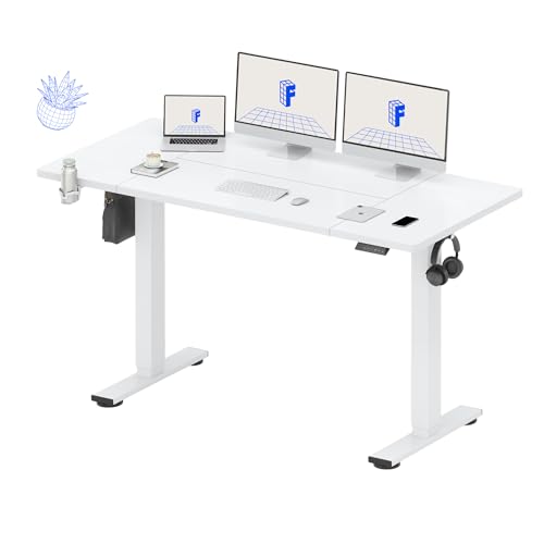 FLEXISPOT 63x32 Inch Electric Standing Desk, White | Large Workspace, Cable Management & Organizer, Cup Holder & Hook, Home Office, Multi-Monitor Setup - color: White, size: 63"x32"