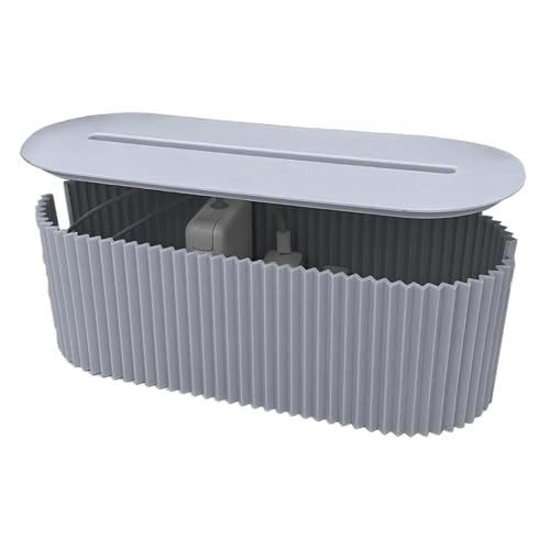 Cable Management Box 13x5x4 inch Plastic Cord Organizer with Phone Slot for Power Strips, Desk, TV Computer Wires (Blue)