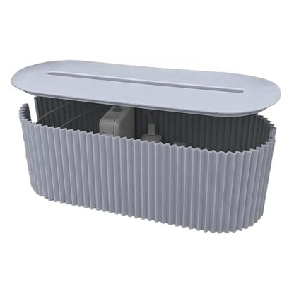 Cable Management Box 13x5x4 inch Plastic Cord Organizer with Phone Slot for Power Strips, Desk, TV Computer Wires (Blue)