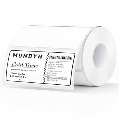 MUNBYN 4x2 Thermal Labels, 500 Sheets/1 Roll, White - color: White, size: 4x2"