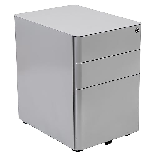 Flash Furniture Warner Modern 3-Drawer Mobile Locking Filing Cabinet with Anti-Tilt Mechanism and Hanging Drawer for Legal & Letter Files, Gray, Set of 1 - color: Grey, style: Modern