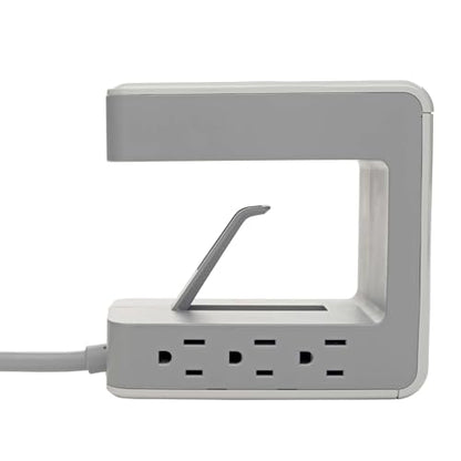 Tripp Lite 6 Outlet Desk Clamp Surge Protector Power Strip, USB Charging Ports USB-A & USB-C, 8 ft. Cord, 1080 Joules, Light Gray, Lifetime Limited Warranty & $50, 000 Insurance (TLP648USBC) - style: U-Mount