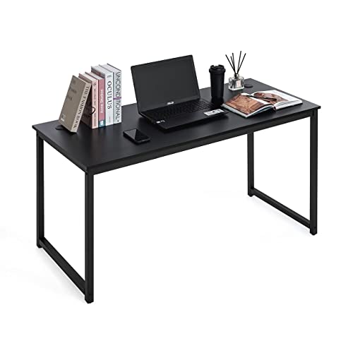 CAPHAUS 55 Inch Computer Desk, Home Office Desk, Modern Work Desk, Writing Desk for Small Space, Simple Desk for Home Use & Office, PC Table, Gaming Desk, Space-Saving Workstation, Black - size: 55 inch