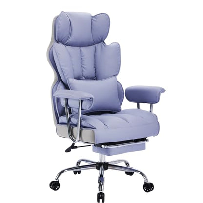 Efomao Big and Tall Office Chair 440LBS, Purple Heavy Duty Executive Chair with Footrest, Ergonomic Desk Chair for Home Office, Wide Computer Chair | 400lbs support, 135° recline, dual-layer foam cushion, 23.5" seat & footrest. BIFMA - color: 3008-purple