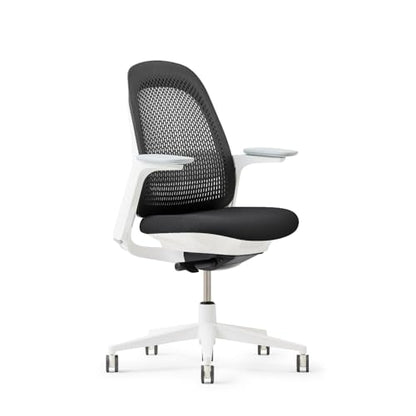 Haworth Breck Ergonomic Office Chair, Home Office Desk Chair, Coal | Computer Desk Chair with Height-Adjustable Lumbar Support, White Trim, Duo-Tone Hard Casters, and 4D-Arms - color: Coal, style: White Trim