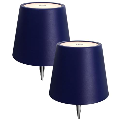 2 Pack Bottle Lamp,Rechargeable LED Wine Bottle Lamp Shade with Touch Dimming,3 Color Temperatures, Cordless Bottle Lights for Liquor Bottles,Bar, Restaurant,Bedroom Decor (Dark Blue,2pcs) - color: Deep blue