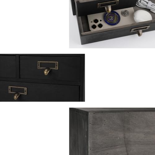 Wooden Drawers Apothecary Cabinet Black Wood Desktop Organizer Box - color: BLACK03