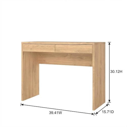 Furnifact Brown Wood Desk with Drawers, Writing Desk with Drawers for Home Office, Elegant Computer Study Table for Bedroom or Work from Home