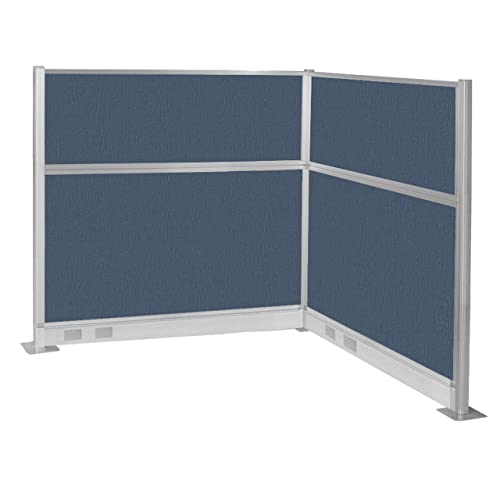 Versare Pre-Configured Hush Panel Electric Cubicle | Workstation Divider Walls | Cubicle Privacy Panels | Office Partition Walls - color: Ocean, size: 6' x 6' L-Build