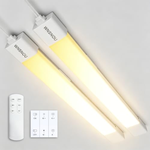 WNSNOU Under Cabinet Lights with Plug. 3000K-6500K Dimming and Color. with Wireless Control Panel and Remote Control.36W 3600LM for Garage, Kitchen, Bathroom, Closet, Office (45 inch-2pcs) - size: 45 inch-2pcs