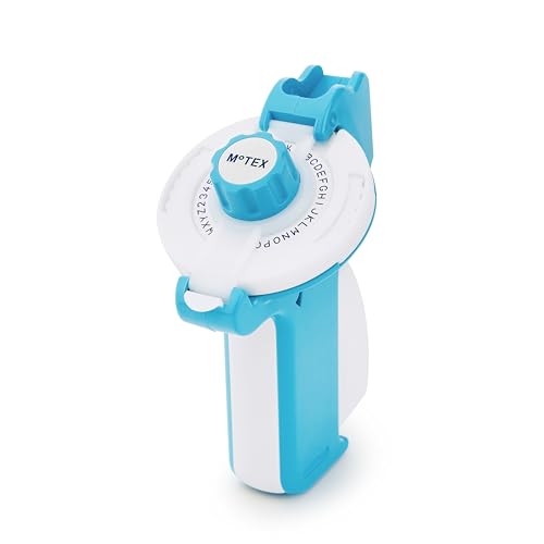 Motex Embossing Label Maker, Labeling Tool, Old School Label Maker, for Manual Label Embossing- E-202, (2 Wheels &1 Refill Tape Included, Ready to use) (Light Blue) - color: Light Blue