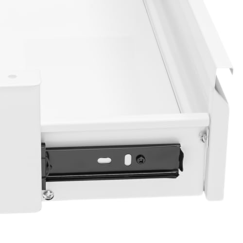 16in Under Desk Mounted Sliding Pull-out Drawer without Shell for Office Desk, Pull-out Drawer Storage Organizer for Sit Stand Workstation Store Keyboard, Mouse, White 15.7 * 9 * 3.7in