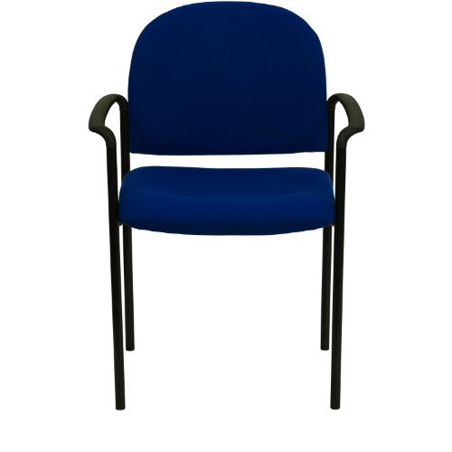 EMMA + OLIVER Navy Fabric Stackable Steel Side Reception Chair | Contoured Cushions, Powder Coated Frame, Durable Construction, Commercial Use - color: Navy Fabric