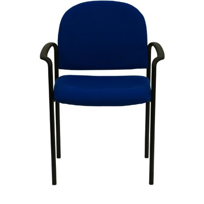 EMMA + OLIVER Navy Fabric Stackable Steel Side Reception Chair | Contoured Cushions, Powder Coated Frame, Durable Construction, Commercial Use - color: Navy Fabric