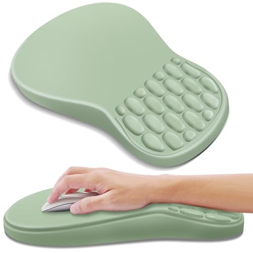 YIWEI Ergonomic Mouse Pad with Wrist Rest for Carpal Tunnel Pain Relief - color: Green