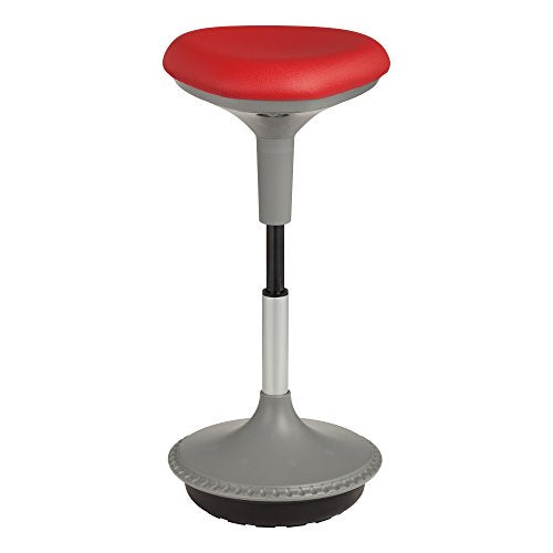 Learniture Adjustable Height Active Learning Stool for Office Desks and Classrooms, Foam-Padded Backless Wobble Stool with Rocking Motion, Red - color: Red