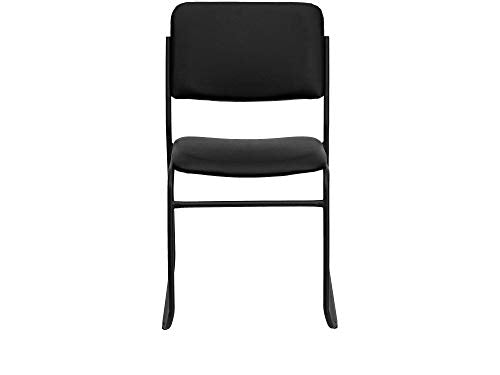 Flash Furniture HERCULES Series 500 lb. Capacity High Density Black Vinyl Stacking Chair with Sled Base | Vinyl Upholstery, 500 LBS. Weight Capacity - color: Black Vinyl/Black Frame, size: Set of 1