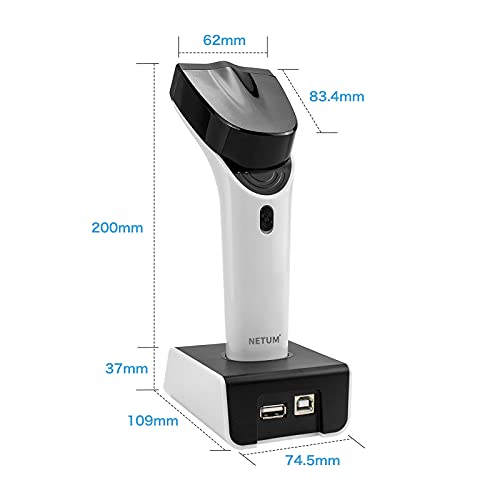 NETUM 1D Barcode Scanner, Wireless Bluetooth with Cradle, DS5000-White - color: White