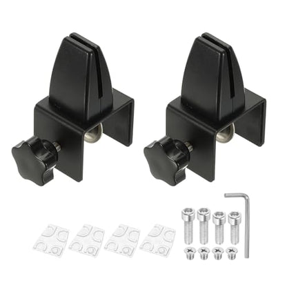 PATIKIL 1.8x1.3x2.1" Desk Divider Support Clamp 2Pcs Aluminum Desk Black - color: Black