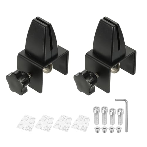 PATIKIL 1.8x1.3x2.1" Desk Divider Support Clamp 2Pcs Aluminum Desk Black - color: Black