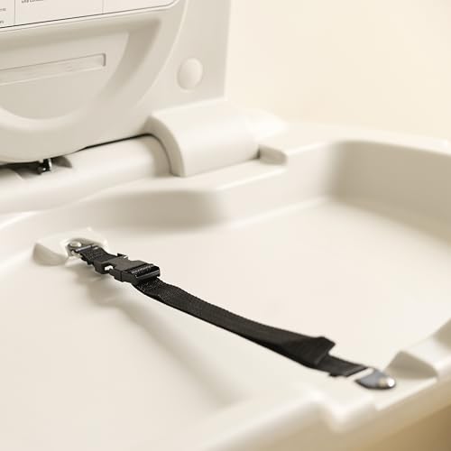 SlimFold Commercial Baby Changing Station, Wall-Mounted, White Granite | High-density plastic, pneumatic mechanism, 50 lb capacity, ASTM, ADA compliant, diaper bag hooks, for commercial restroom use