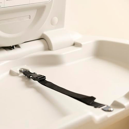 SlimFold Commercial Baby Changing Station, Wall-Mounted, White Granite | High-density plastic, pneumatic mechanism, 50 lb capacity, ASTM, ADA compliant, diaper bag hooks, for commercial restroom use